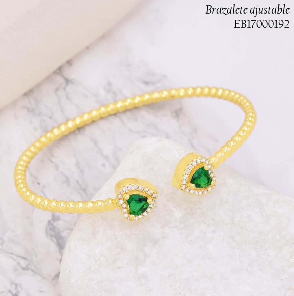 BRAZALETE PELOTITAS /ZIRC CORAZONES VERDES BE1180-9 (J26)