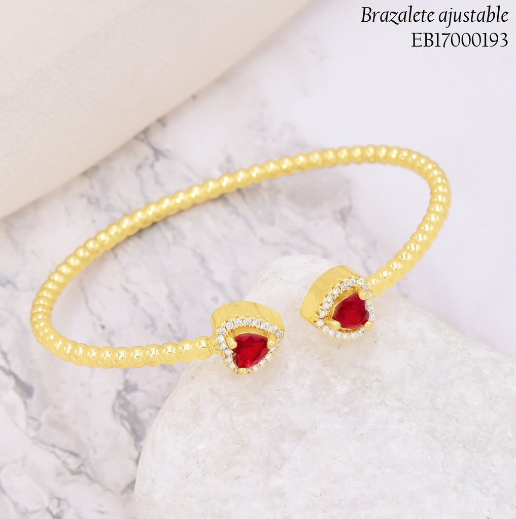 BRAZALETE PELOTITAS /ZIRC CORAZONES ROJOS BE1181-9 (J26)