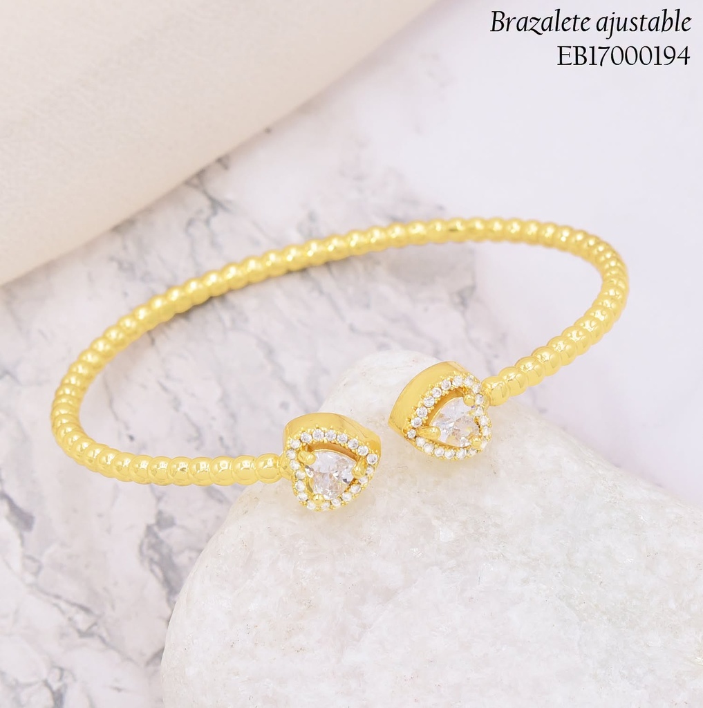 BRAZALETE PELOTITAS /ZIRC CORAZONES  CRISTALES BE1182-9 (J26)