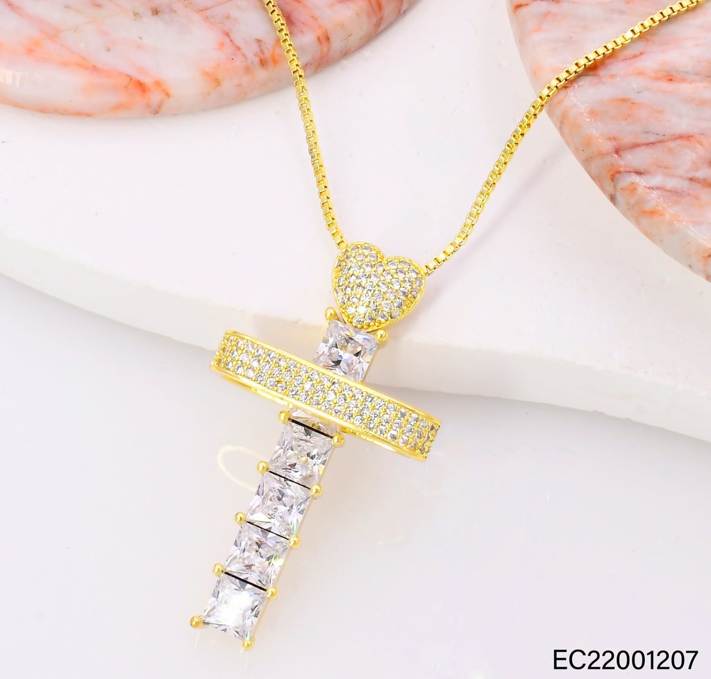 CADENA DIJE CRUZ ZIRC./CORAZON  CE806-217 (J26)