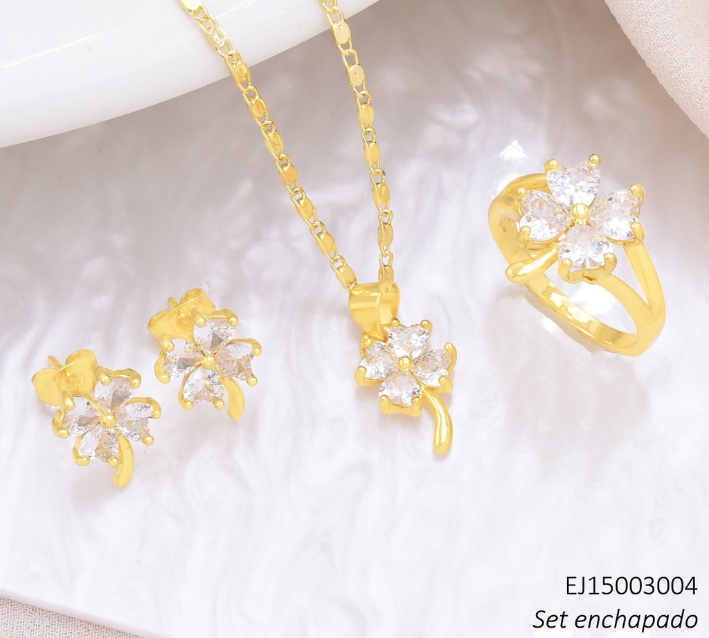 SET TREBOL ZIRC. CRISTAL C/ANILLO SE1562-9 (J26)