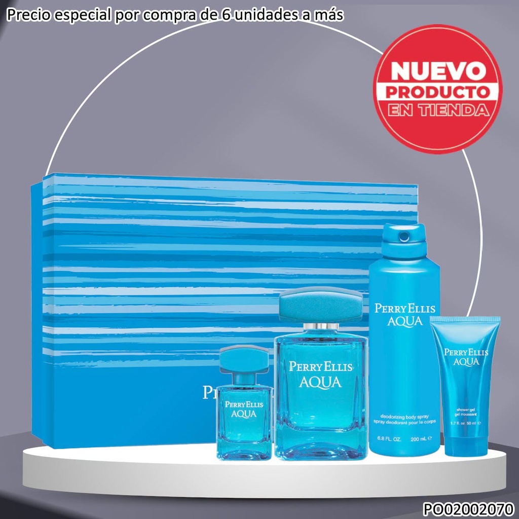 ESTUCHE PERFUMES PERRY ELLIS AQUA 100/50/7.5ML-170G