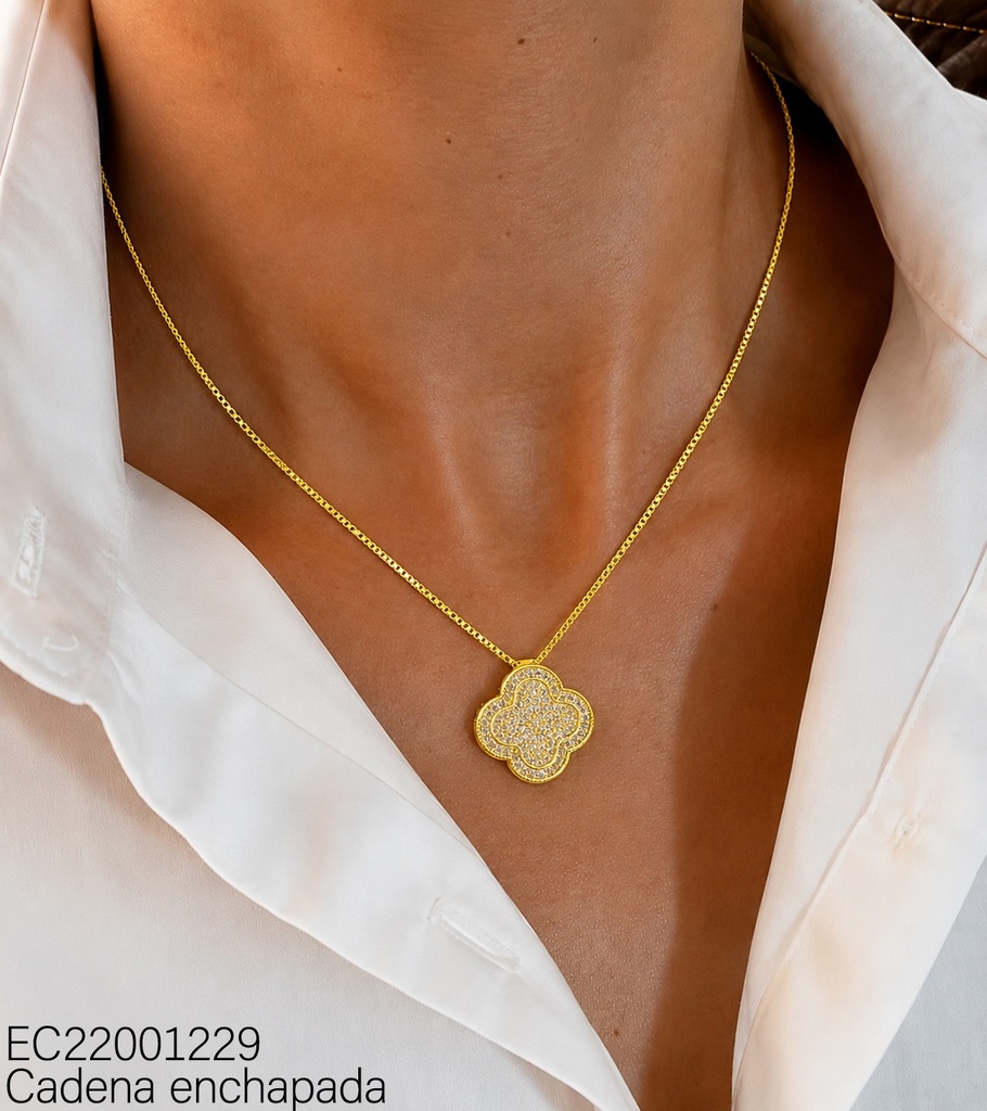 CADENA FINA C/DIJE VANC CLEEF ZIRCONIAS CE795-110 (VC)