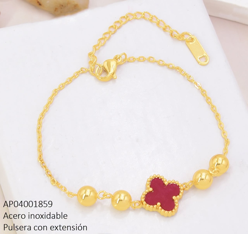 PULSERA VAN CLEEF ROJO (1) PELOTAS DOR. BA2373-331