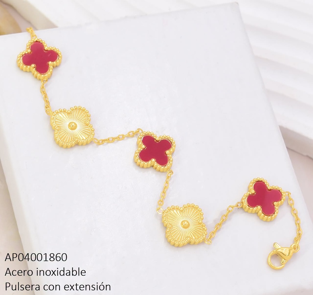 PULSERA VAN CLEEF (5) ROJOS/DOR BA2387-331