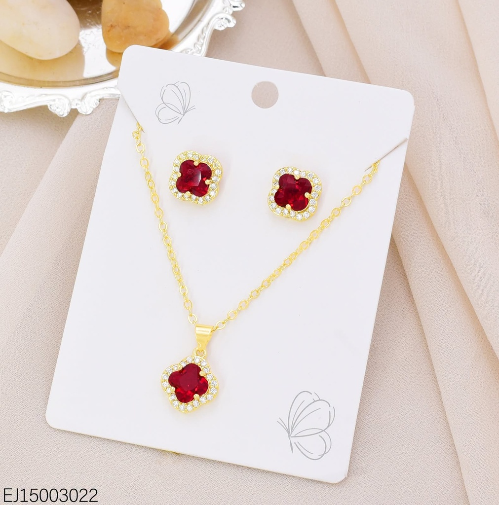 SET VAN CLEEF ZIRC. ROJA BORDE ZIRCONIAS SE1499-9