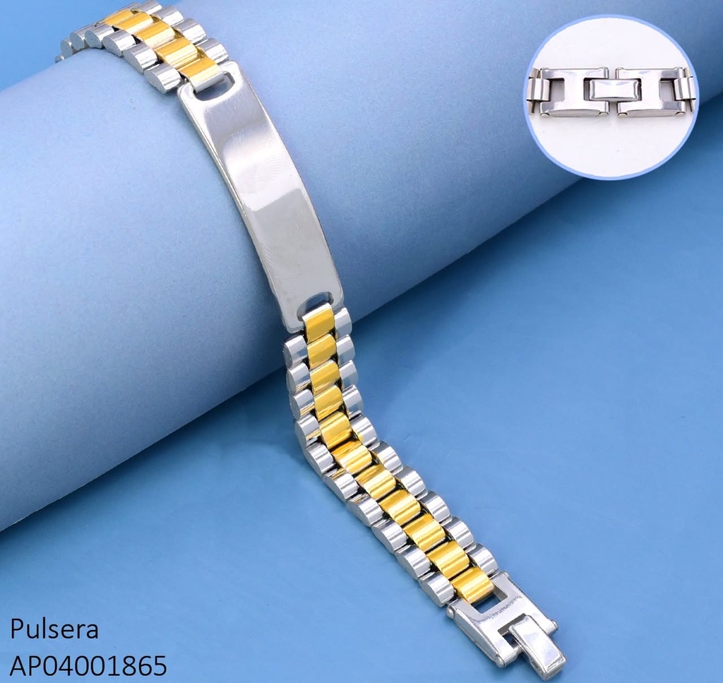 PULSERA ESTILO FAJA RELOJ C/ PLACA CENTRO LISA/GRUESA/BIC. G3347-946