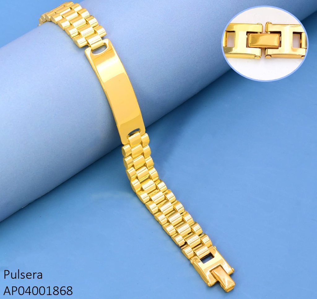 PULSERA ESTILO FAJA RELOJ C/ PLACA LISA CENTRO/GRUESA/ G3346-946