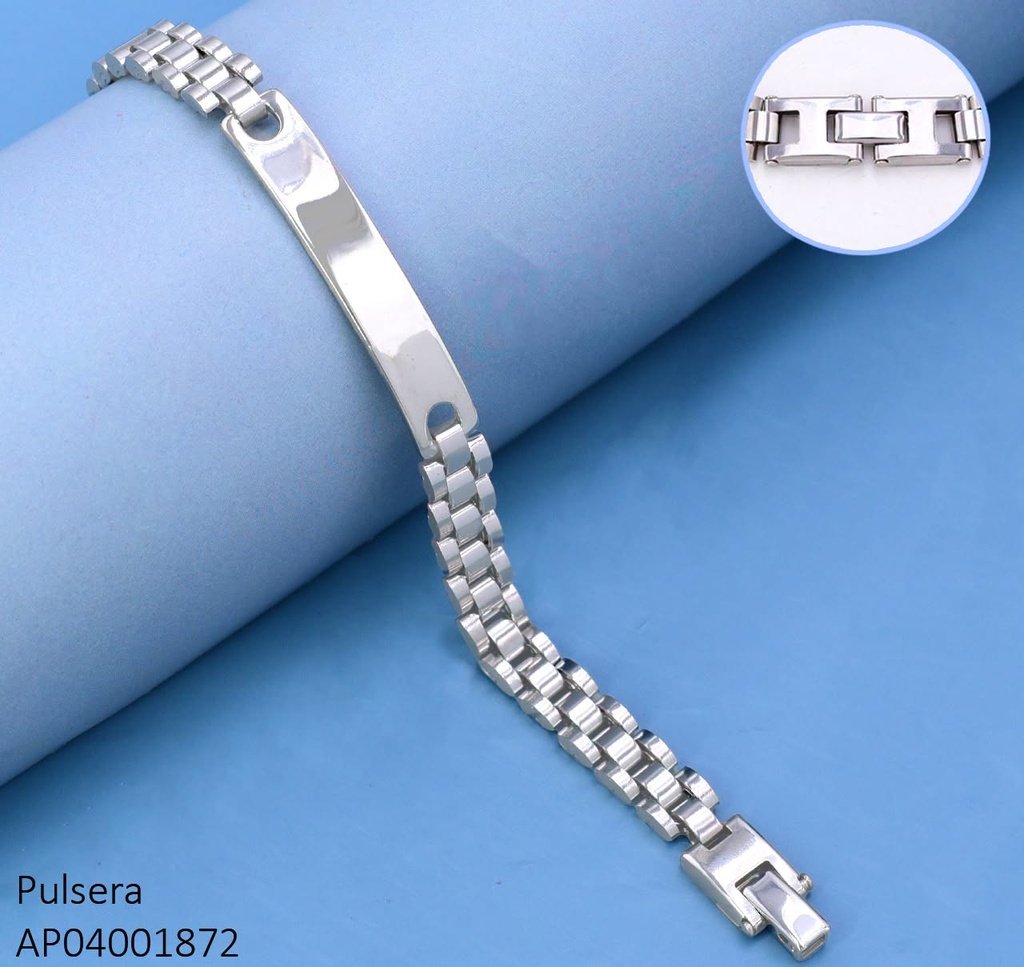 PULSERA ESTILO FAJA RELOJ C/ PLACA CENTRO LISA/DELG./ PLAT. G3342-946