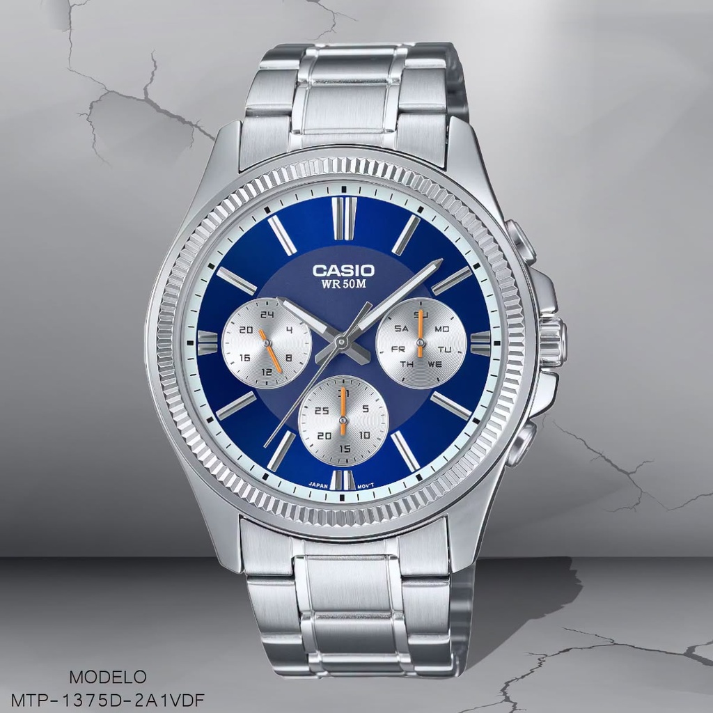 RELOJ CASIO ANALOGO CAB. MTP-1375D-2A1VDF METAL PLAT.