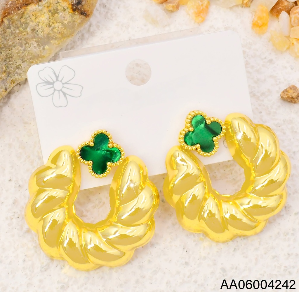 ARETES VAN CLEEF VERDE/ "U" SECCIONADA EA1331-331 (VC)