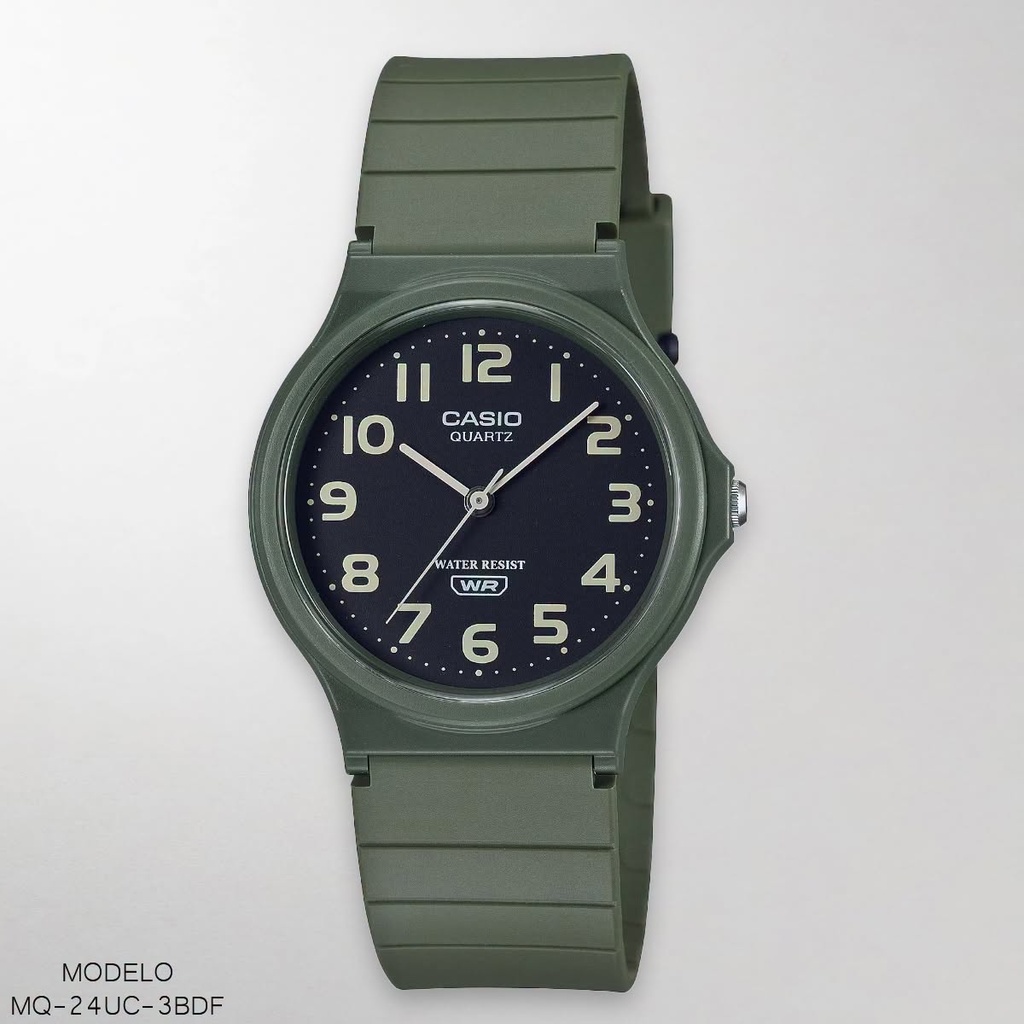RELOJ CASIO ANALOGO DAM. MQ-24UC-3BDF RESINA VERDE