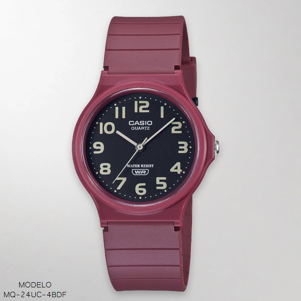 RELOJ CASIO ANALOGO DAM. MQ-24UC-4BDF RESINA ROJA