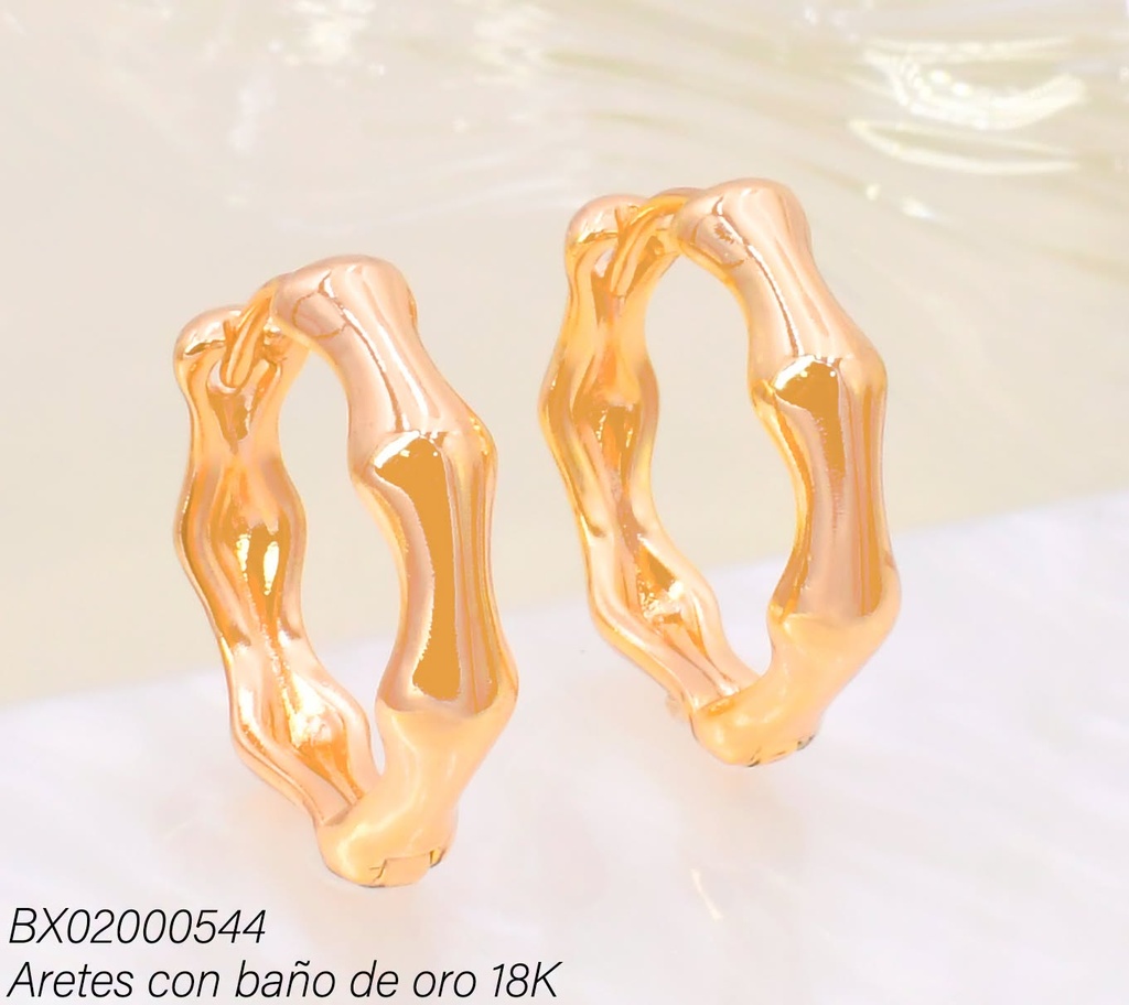 ARETES BAÑO DE ORO 18K XUPING HUGGIES RD SECCIONADA