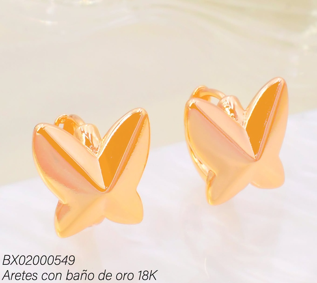 ARETES BAÑO DE ORO 18K XUPING HUGGIES MARIPOSA LISA