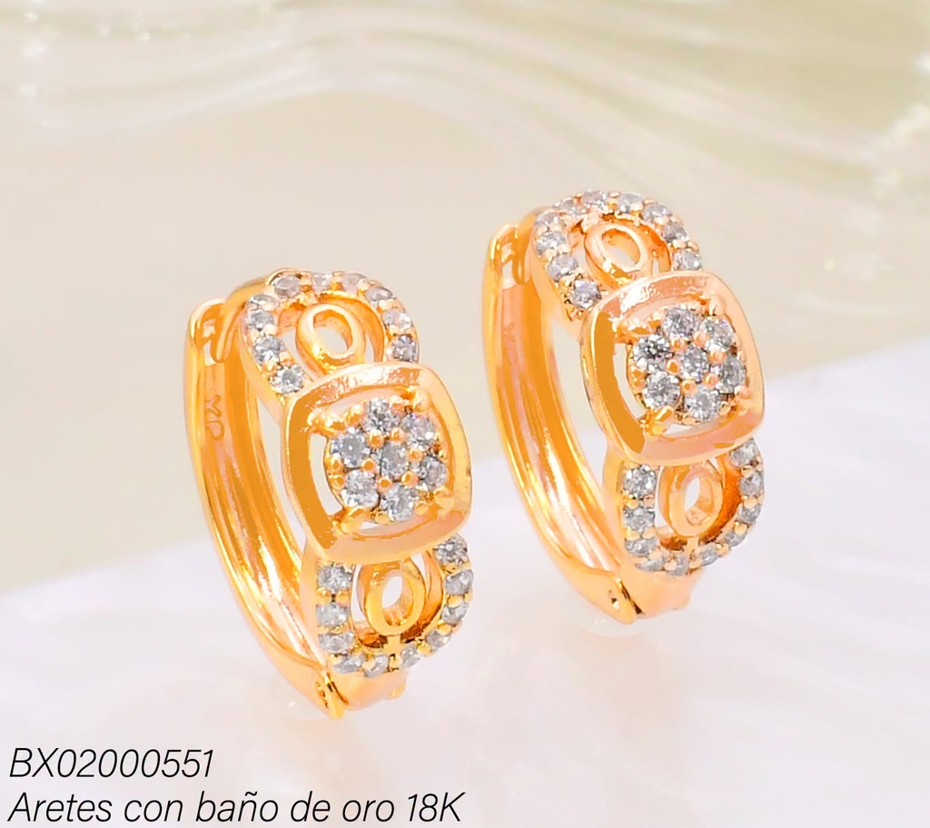 ARETES BAÑO DE ORO 18K XUPING HUGGIES CD./OV. ZIRC.