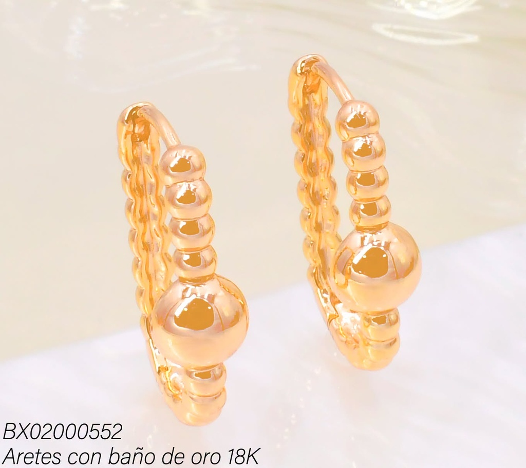 ARETES BAÑO DE ORO 18K XUPING HUGGIES OV./PELOTITAS