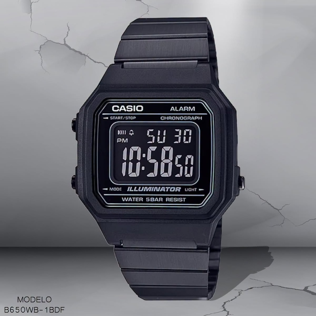 RELOJ CASIO DIGITAL CAB.B650WB-1BDF METAL NEGRO