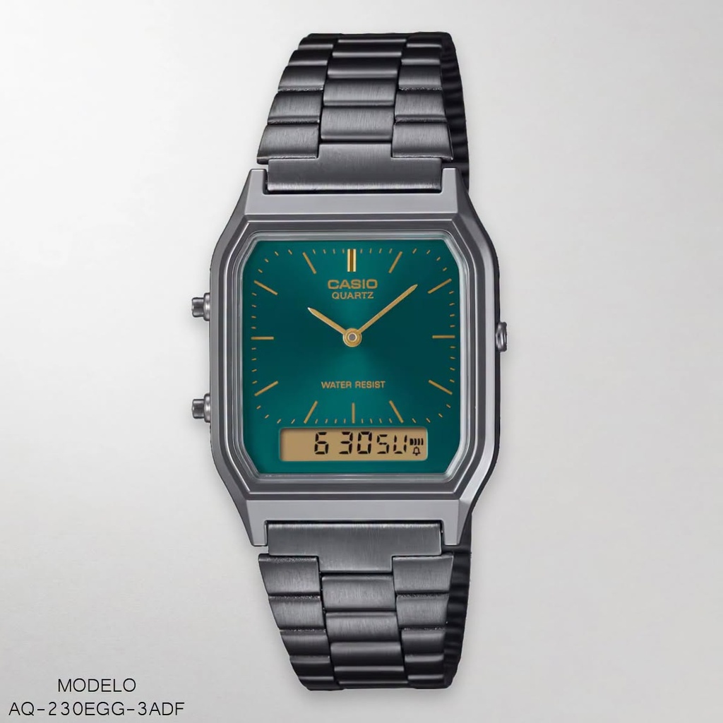 RELOJ CASIO ANA/DIG.CAB. AQ-230EGG-3ADF METAL PLAT.