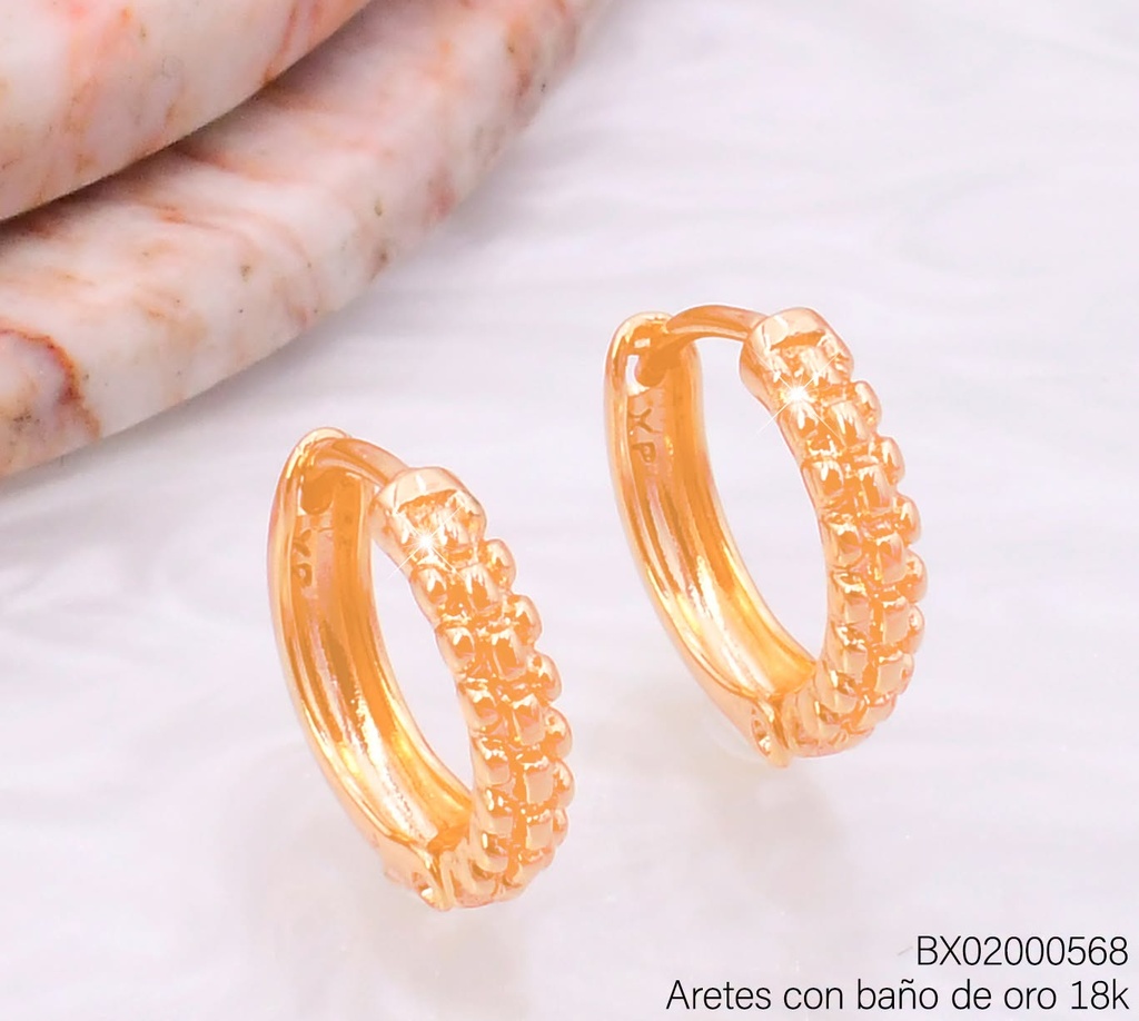 ARETES BAÑO DE ORO 18K XUPING HUGGIES PELOTITA