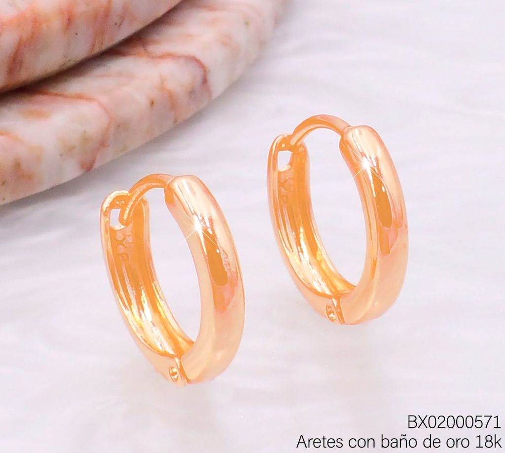 ARETES BAÑO DE ORO 18K XUPING HUGGIES LISAS