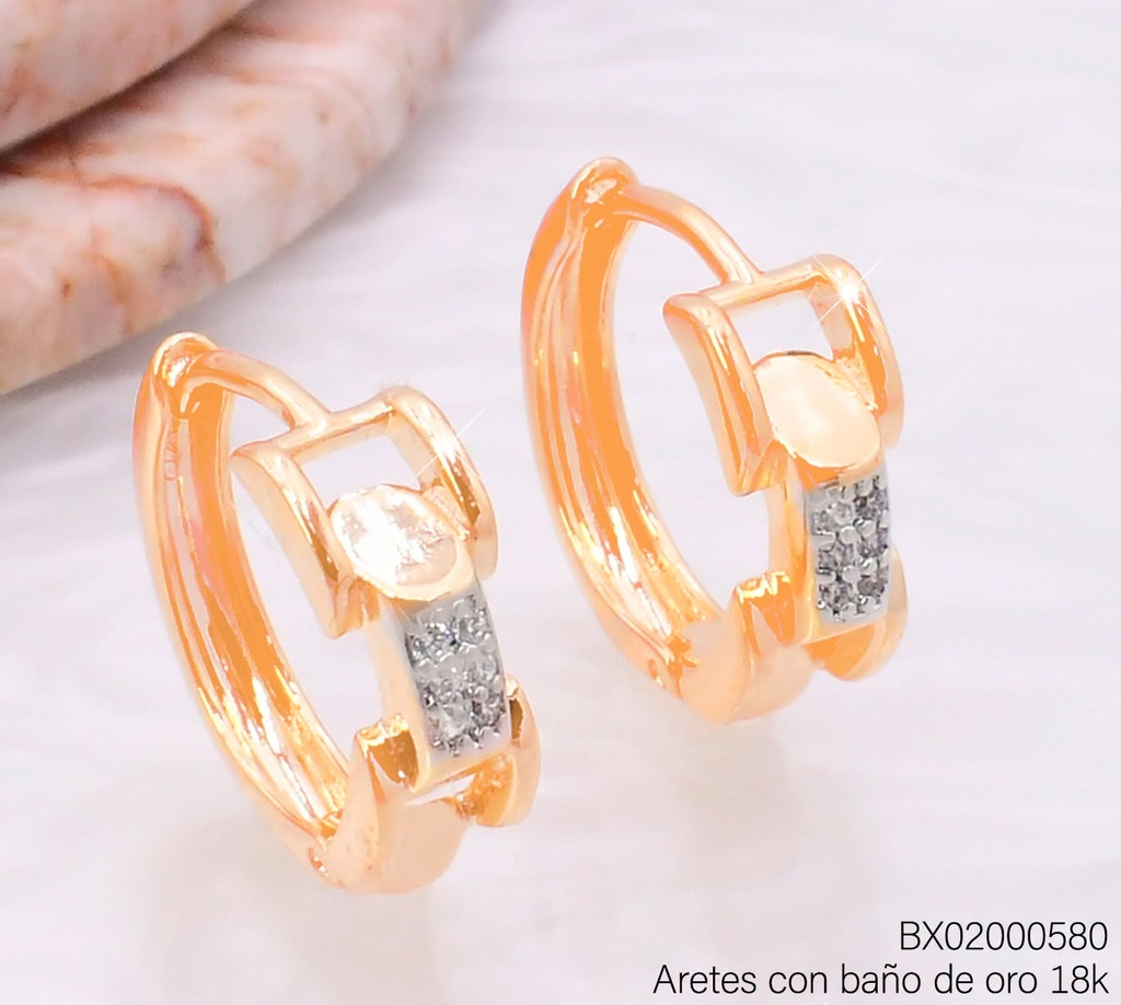 ARETES BAÑO DE ORO 18K XUPING HUGGIES CAD. ZIRC.
