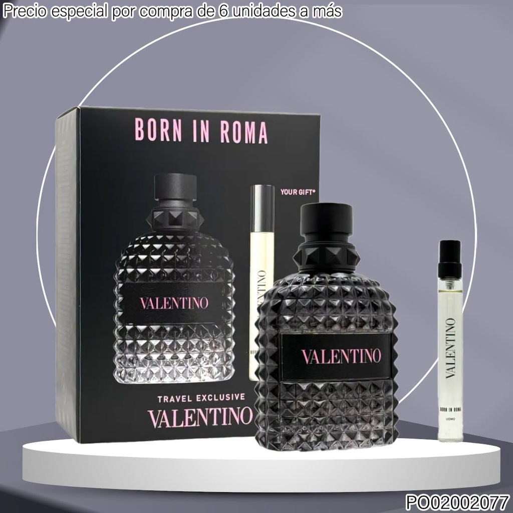 ESTUCHE PERFUME VALENTINO UOMO TRAVEL EXCLUSIVE BORN IN ROMA EDT 110ML/10ML