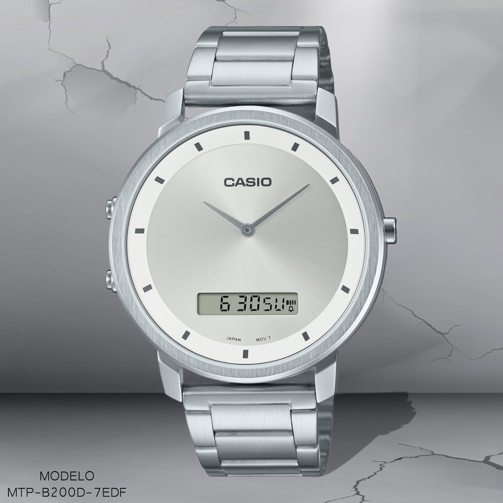 RELOJ CASIO ANA/DIG CAB. MTP-B200D-7EDF METAL PLAT.