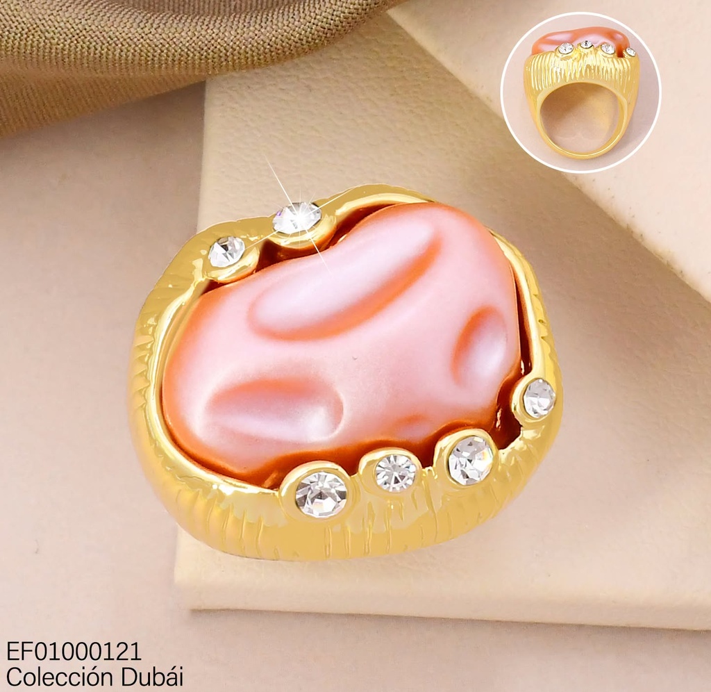 ANILLO OV.ABOLLADO ROSA BORDES ZIRC. FD25847
