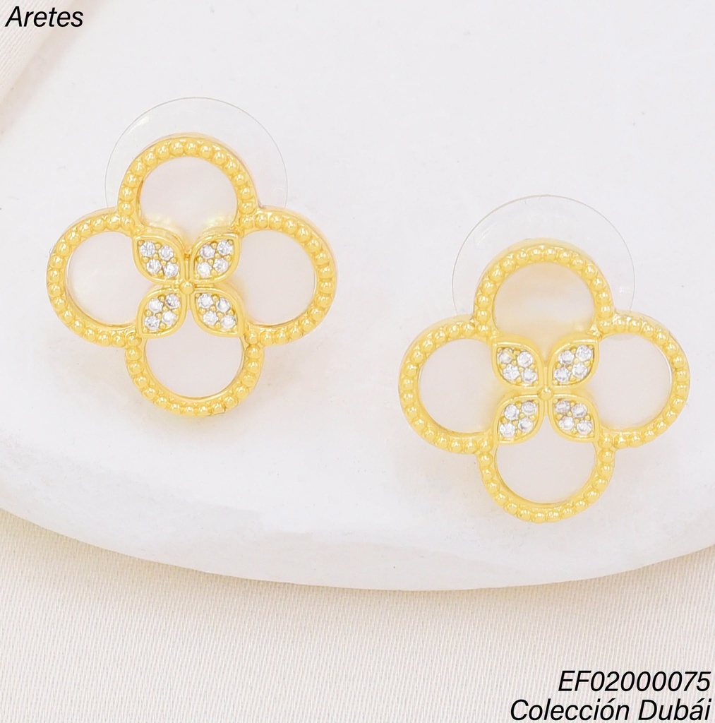 ARETES FLOR 4 PETALOS BLANCA FD26491