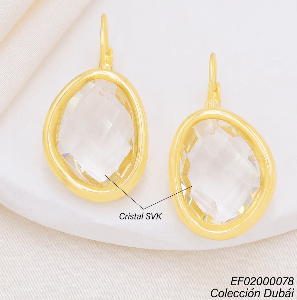 ARETES COLGAR CRISTAL OV.BORDE DORADO FD26561
