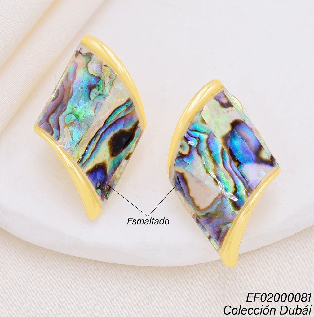 ARETES ROMBOS C/INCRUSTACIONES CONCHA ABULON FD25738