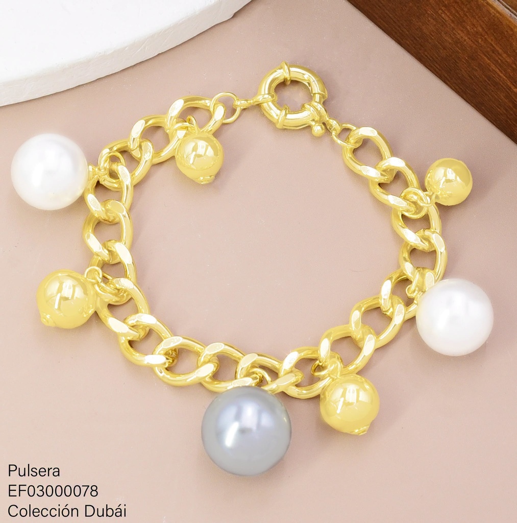 PULSERA ESLABONES GR.C/PELOTAS GR.COLGANTES FD26263