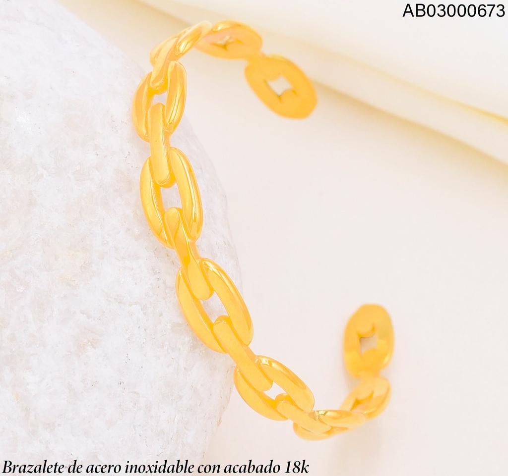 BRAZALETE ACERO INOX. ACABADO 18K. OV/ENTRE VE26
