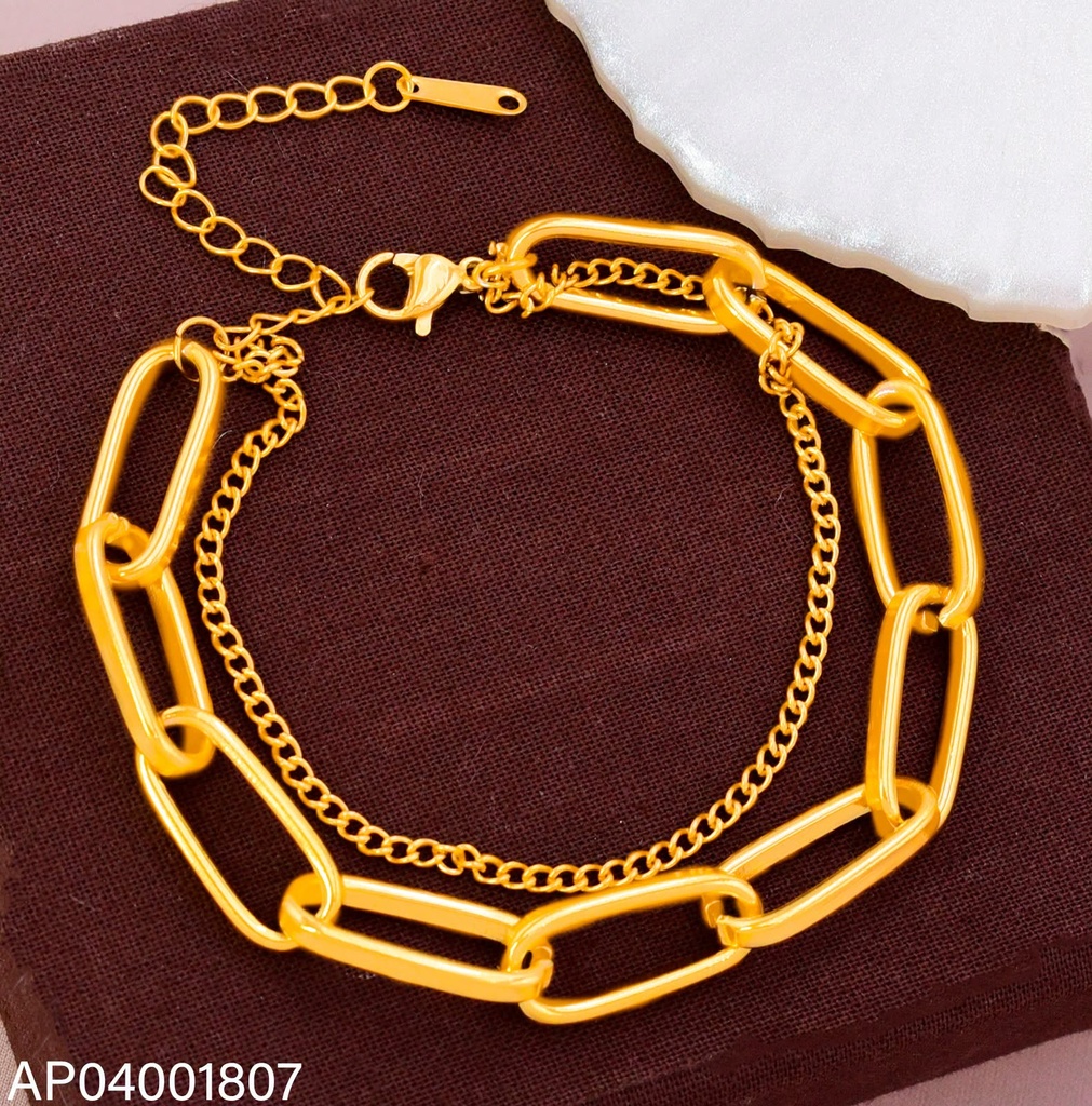 PULSERA ACERO INOX. ACABADO 18K. DOBLE/OV (61) VE26