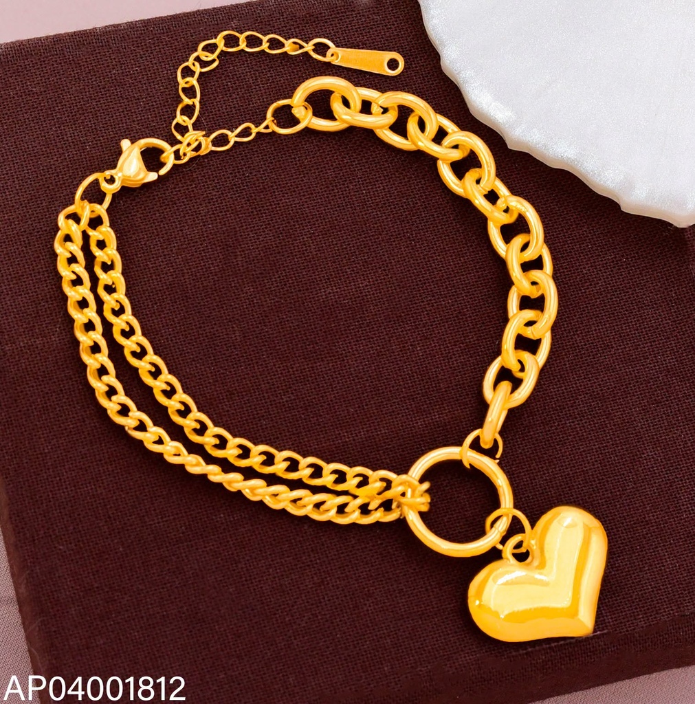 PULSERA ACERO INOX. ACABADO 18K. CORAZON (71) VE26