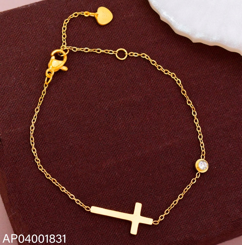 PULSERA ACERO INOX. ACABADO 18K. CRUZ (148) VE26