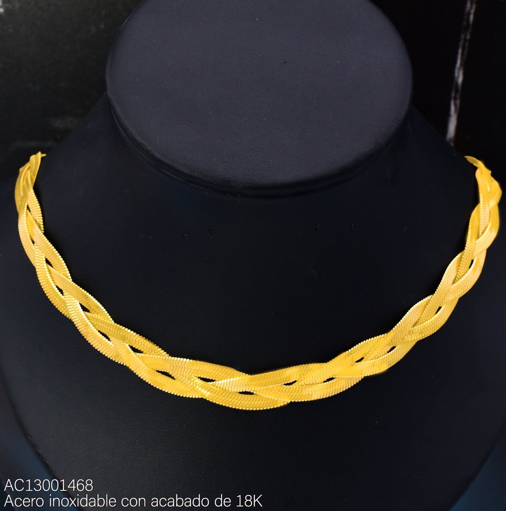 CADENA ACERO INOX. ACABADO 18K. PLANA TRENZA (5) VE26