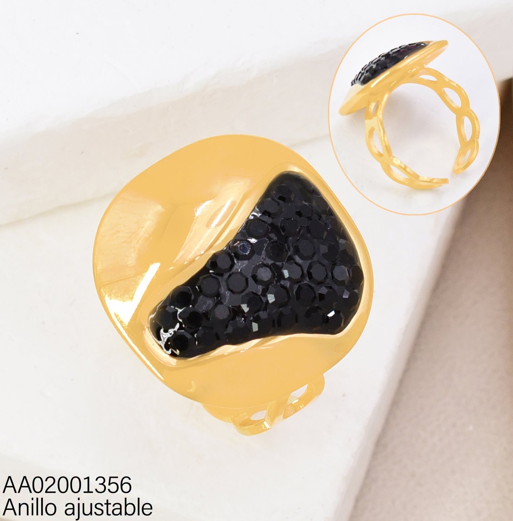 ANILLO RD.DOR C/FRANJA ANCHA ZIRC.NEGRAS