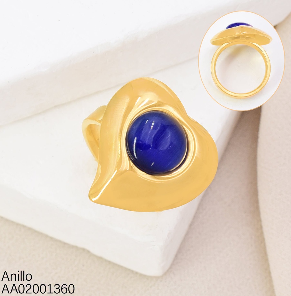 ANILLO CORAZON CENTRO RD AZUL