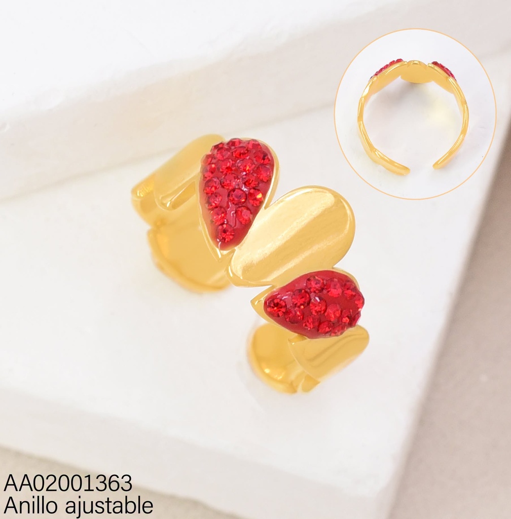 ANILLOS GOTAS DORADAS/ZIRC.ROJAS