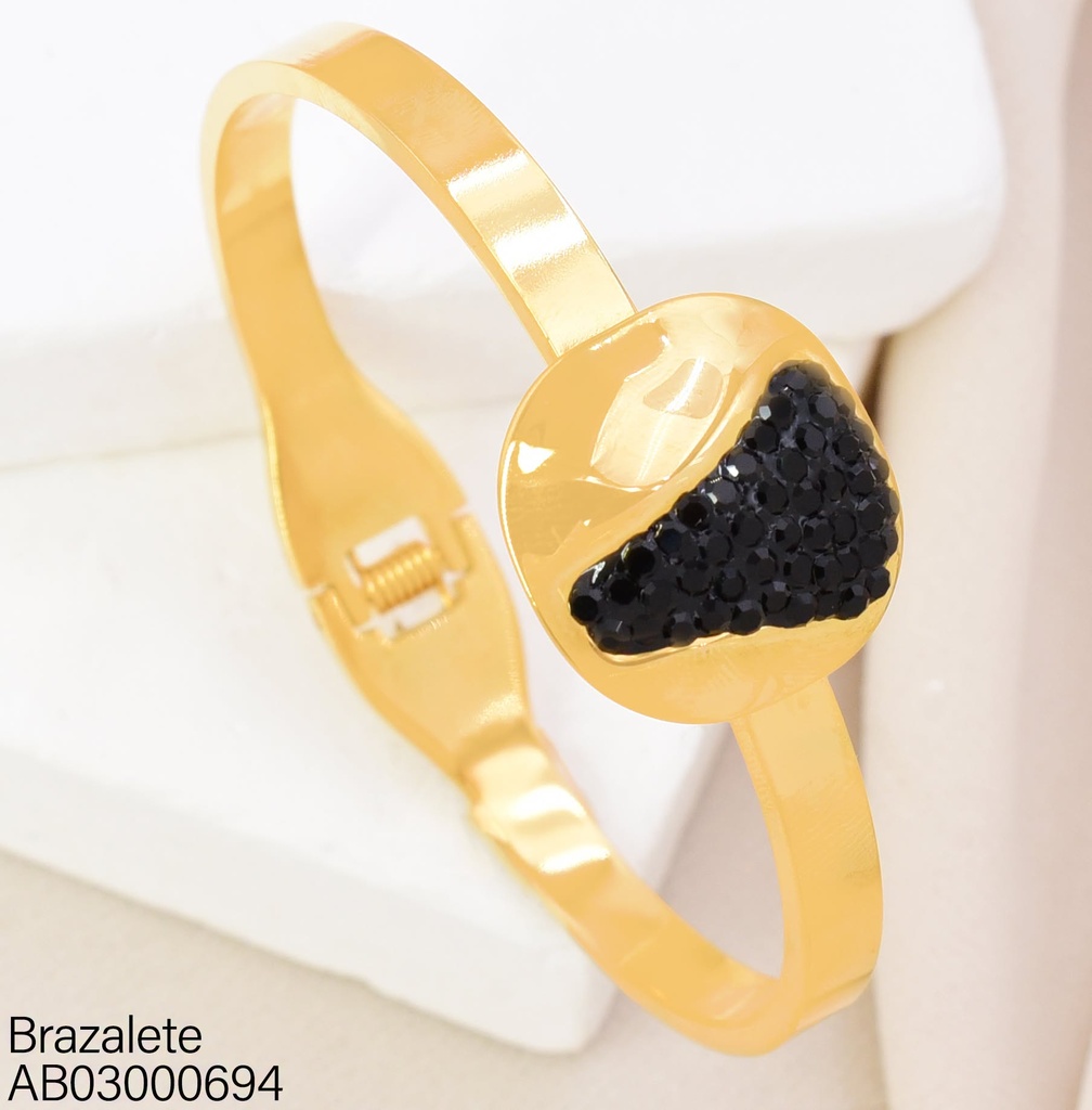 BRAZALETE RD.DOR C/FRANJA ANCHA ZIRC. NEGRAS