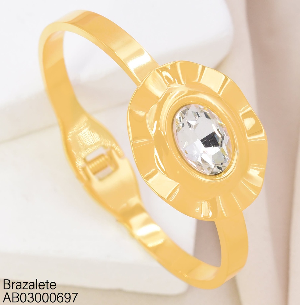 BRAZALETE OV.GR.BORDES ONDULADOS CENTRO ZIRC.OV