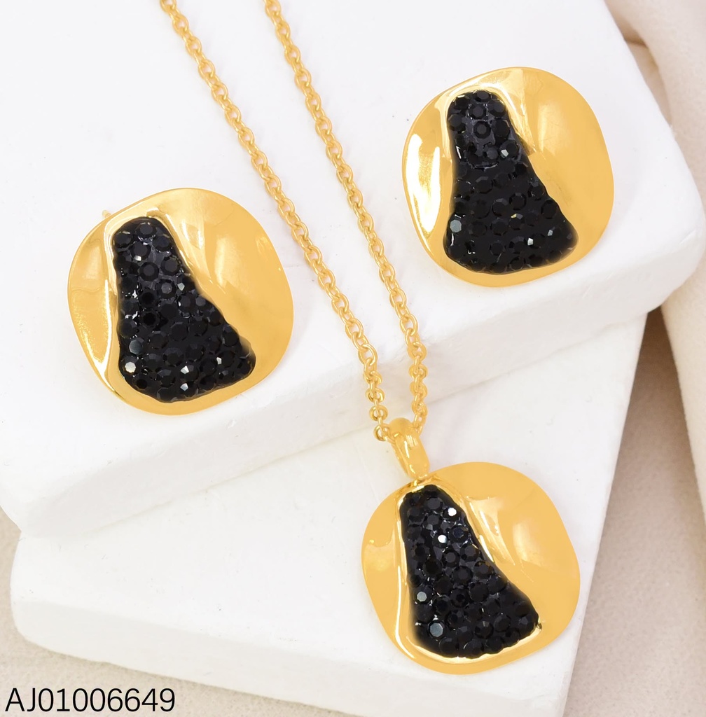 SET RD.DOR C/FRANJA ANCHA ZIRC. NEGRAS