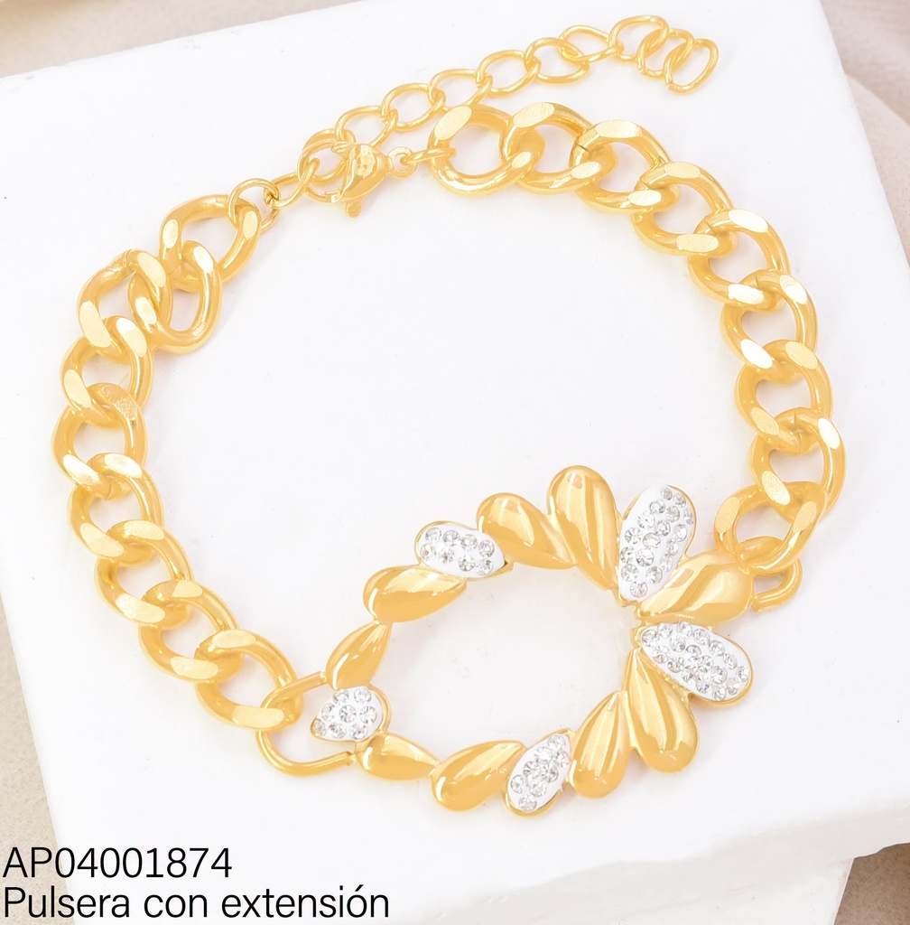 PULSERA CROQUI OV.GOTAS DORADAS/ZIRC.
