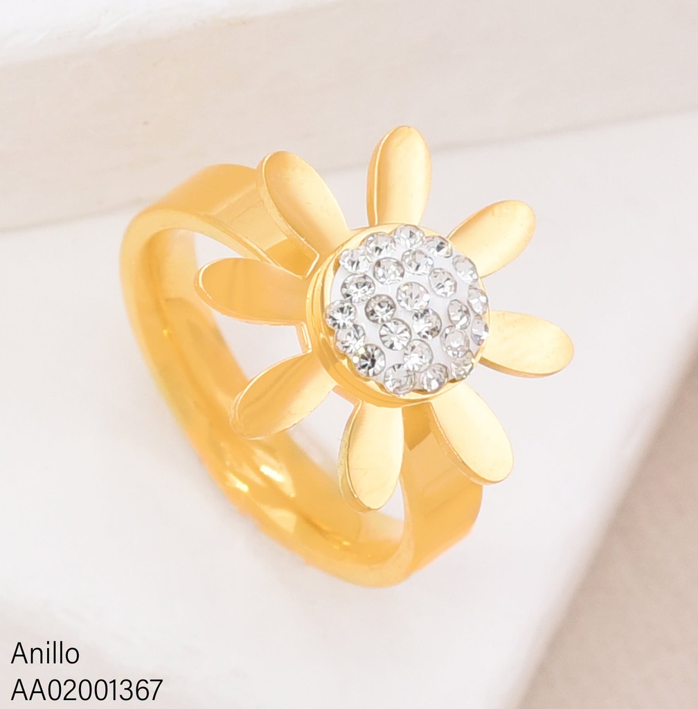 ANILLO FLOR CENTRO ZIRCONIAS