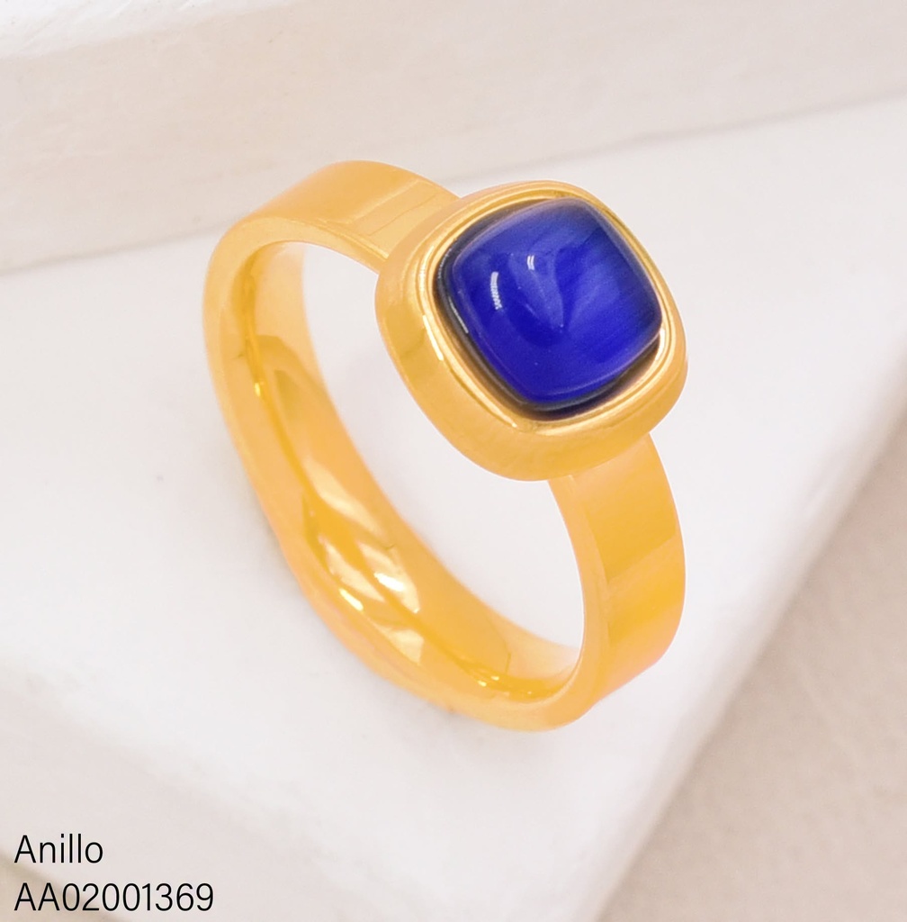 ANILLO CUADRO AZUL PQ.CADENA MARTILLADA