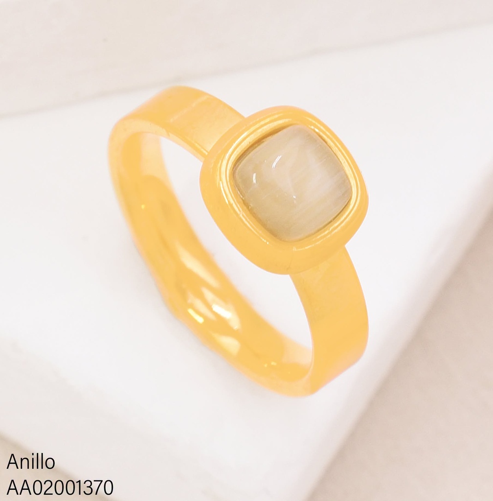 ANILLO CUADRO BLANCO PQ.CADENA MARTILLADA