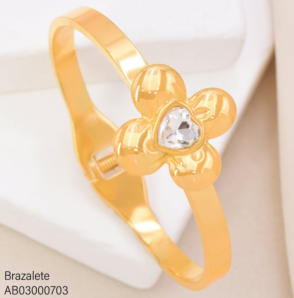 BRAZALETE FLOR 4 PETALOS CENTRO ZIRCONIAS CRISTAL