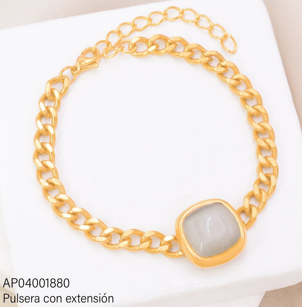 PULSERA CUADRO BLANCO PQ.CADENA MARTILLADA
